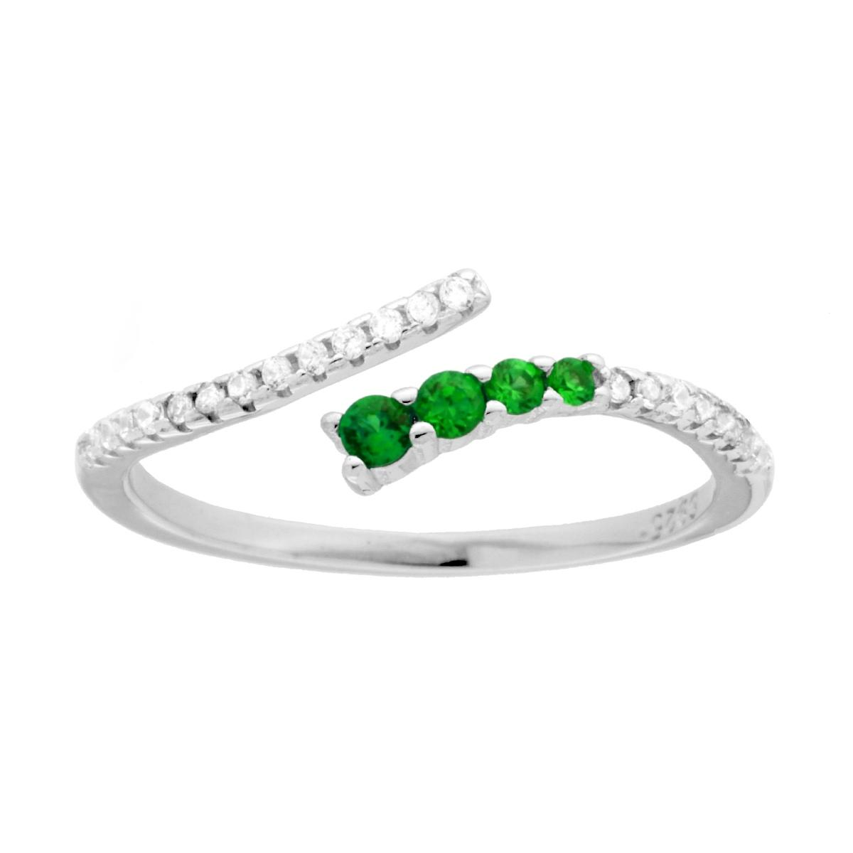 Solitaire Ring with Green Oval Zircon, in S925 SILVER
