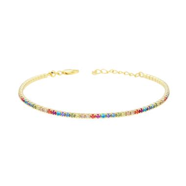 Bracciale Tennis Multicolor, mm 1.7, in ARGENTO 925