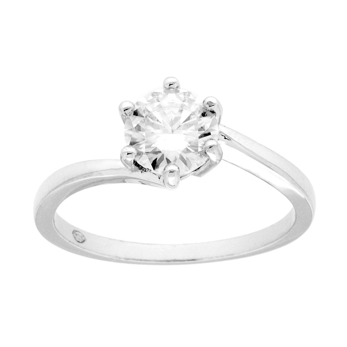 Anello Solitario con MOISSANITE mm 6.5, in Argento S925