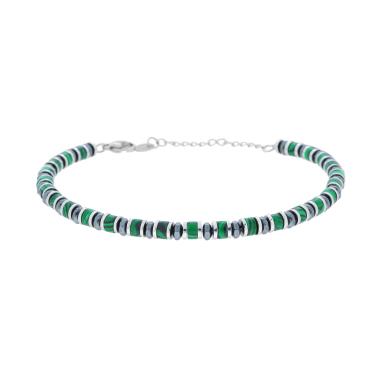 Bracelet with Turquoise and Accessories, in Stainless Steel
