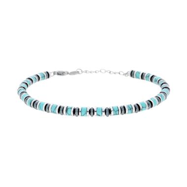 Bracelet with Turquoise and Accessories, in Stainless Steel