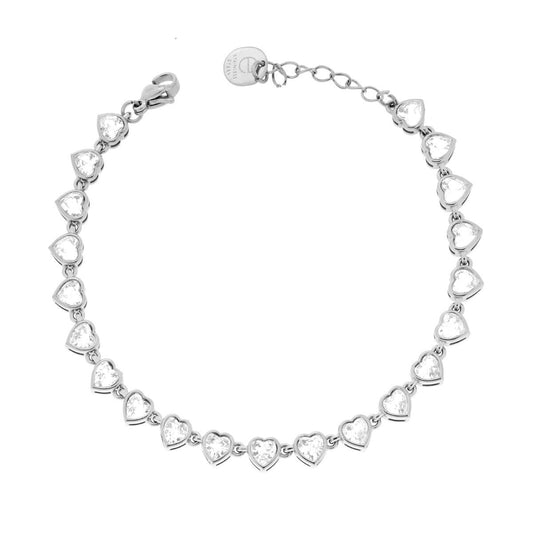 Bracciale Tennis Cuore con Crystal Bianchi in ACCIAIO inox
