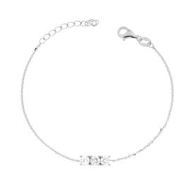 Bracciale Catena Diamantata con Trilogy MOISSANITE Bianco mm 4, in Argento S925