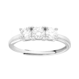 Anello Trilogy con MOISSANITE mm 4 certificata, in Argento S925