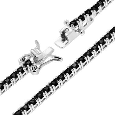 Bracciale Tennis UOMO 3mm Nero, Argento 925