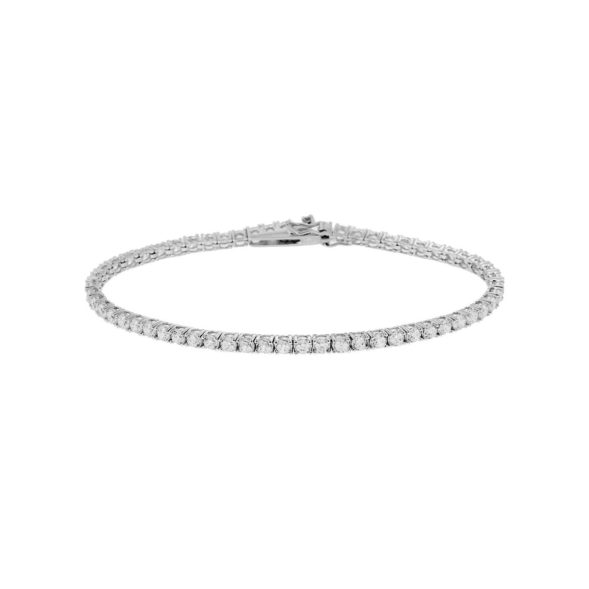 Bracciale Tennis Bianco 3mm, in Argento S925 e Zirconi