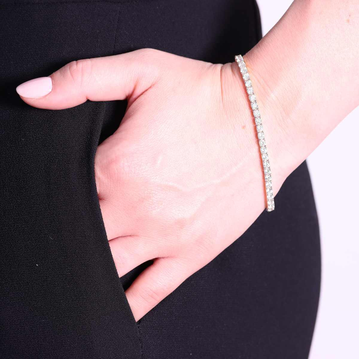 Bracciale Tennis Bianco 3mm, in Argento S925 e Zirconi