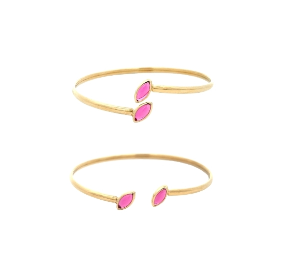Bracciale Rigido con Ovali taglio Marquise, Argento S925