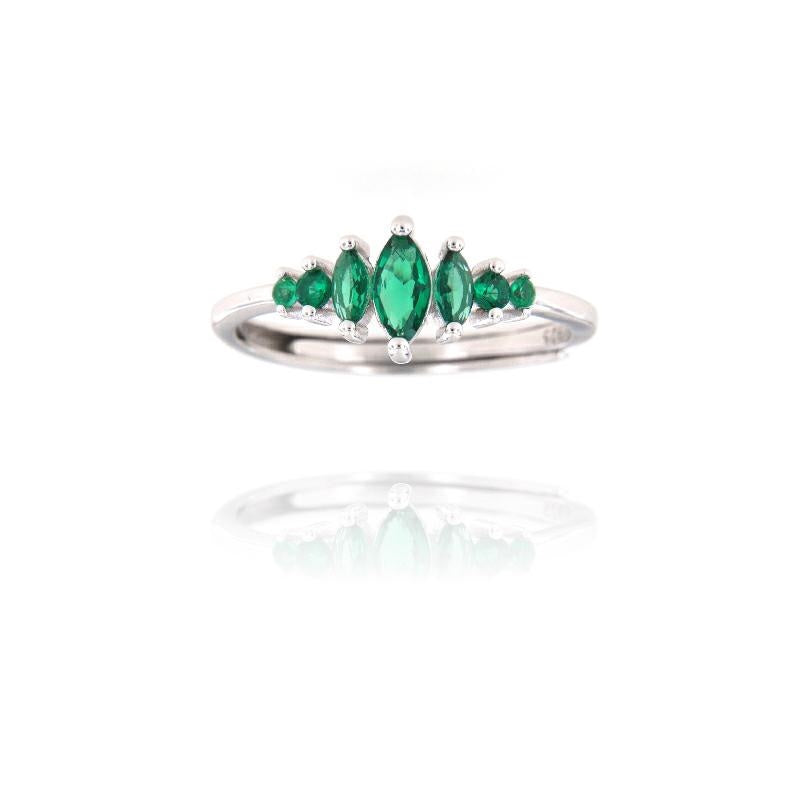 Solitaire Ring with Green Oval Zircon, in S925 SILVER