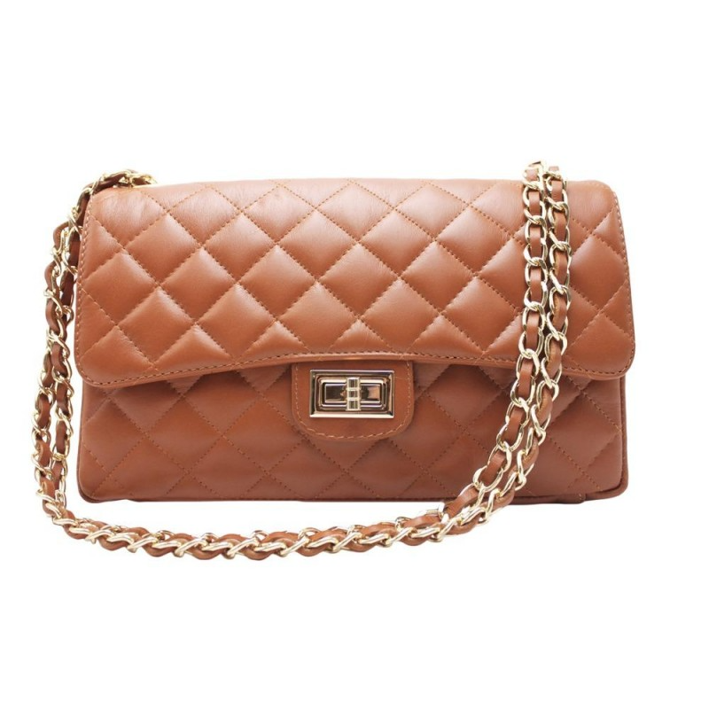 Borsa in Pelle trapuntata con catena - diversi colori