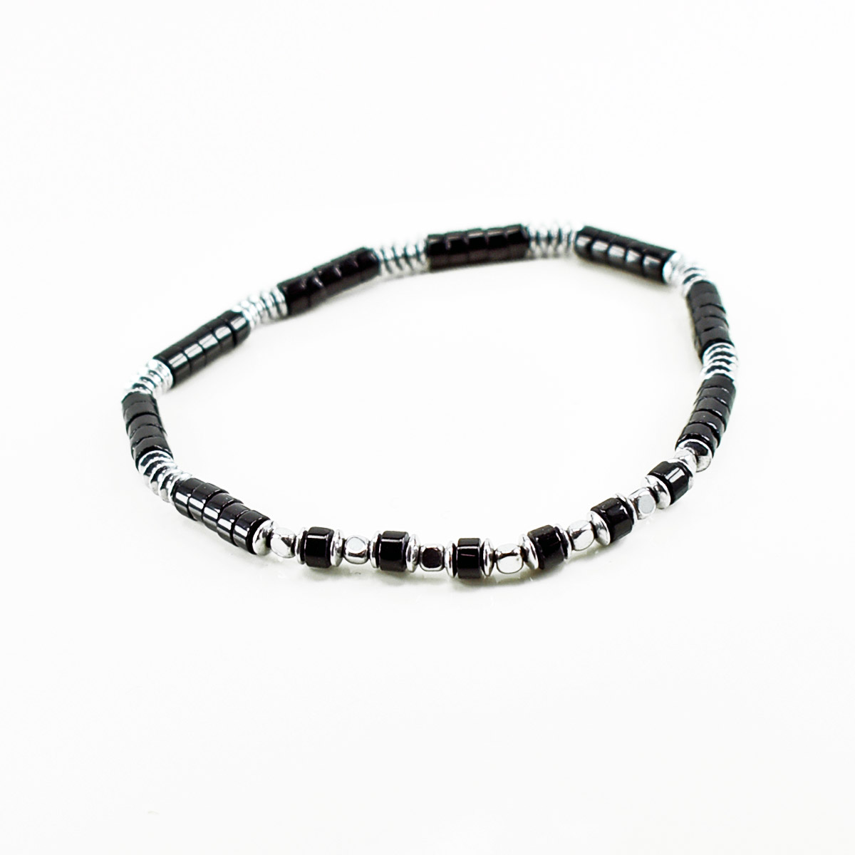 Bracciale elastico in Pietre Dure ed Ematite a Rondelle