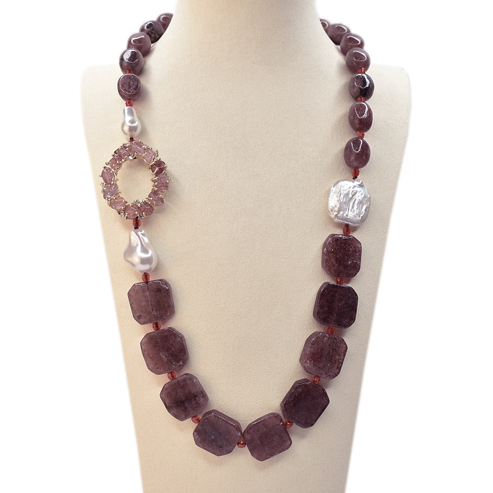 Collana con Pietre Dure e Perle, 65cm