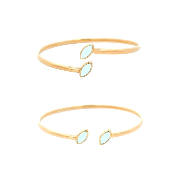 Bracciale Rigido con Ovali taglio Marquise, Argento S925