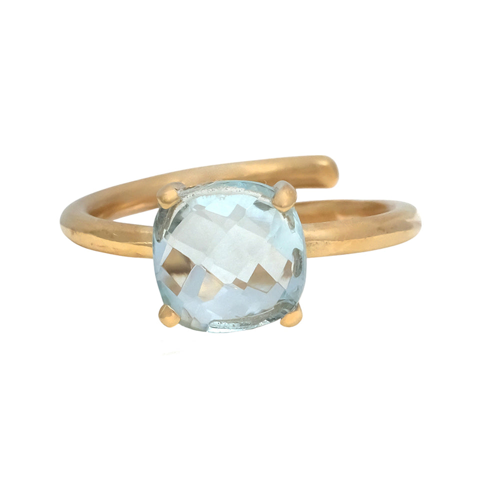 Ring with Square Precious Stones, 8mm, s925 Silver