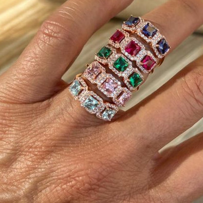 Anello TRILOGY quadrato, Argento 925