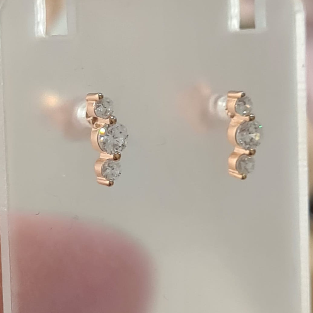 Orecchini MINI Tris con Zirconcini, in Argento 925
