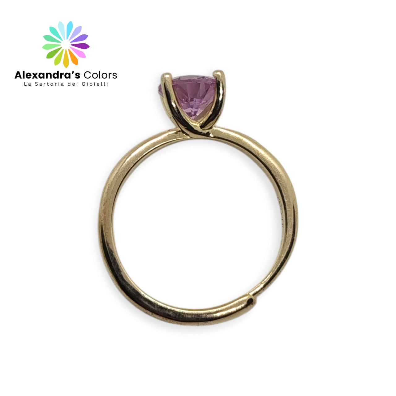 Anello Solitario Color 7mm, Produzione ESCLUSIVA, Argento 925