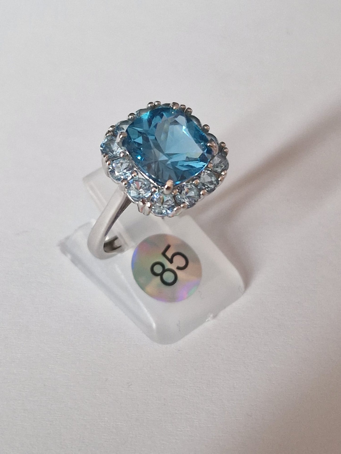 Anello Quadrato Brillante, in Argento 925