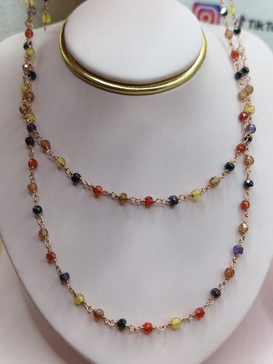 Collana Arlecchino Colori Scuri, Stile Rosario, Argento S925