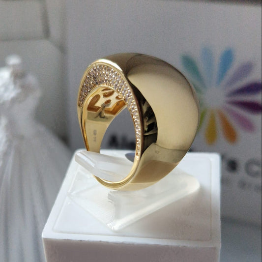 Anello Bombato Fascia LUXURY - in Argento 925 e zirconi