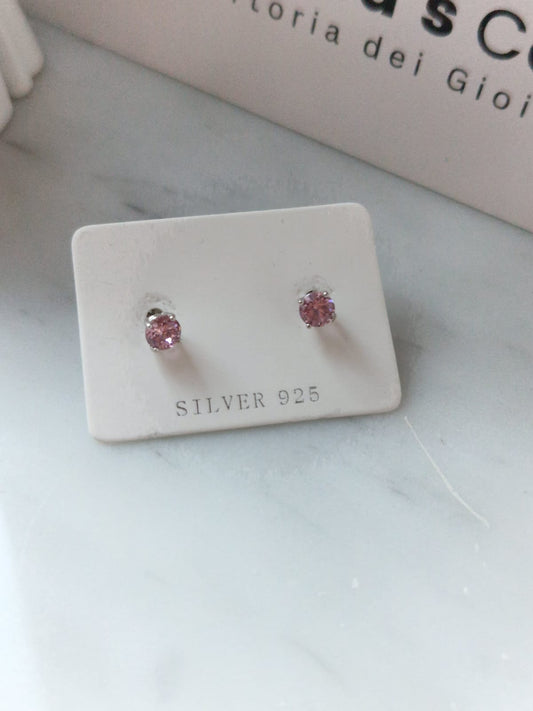 Orecchini Punto Luce COLOR 4mm, Produzione Esclusiva, Argento 925