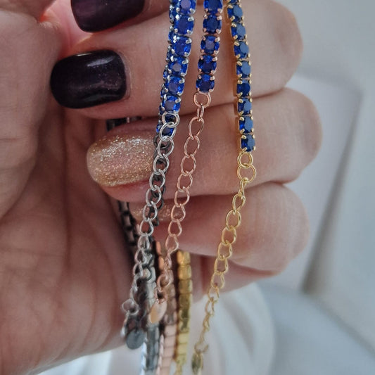 Bracciale Tennis Blu Reale - in Argento S925