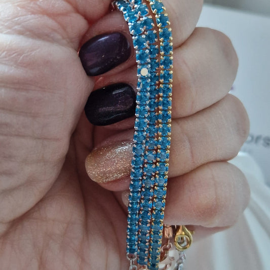 Bracciale Tennis AquaBlu - in Argento S925