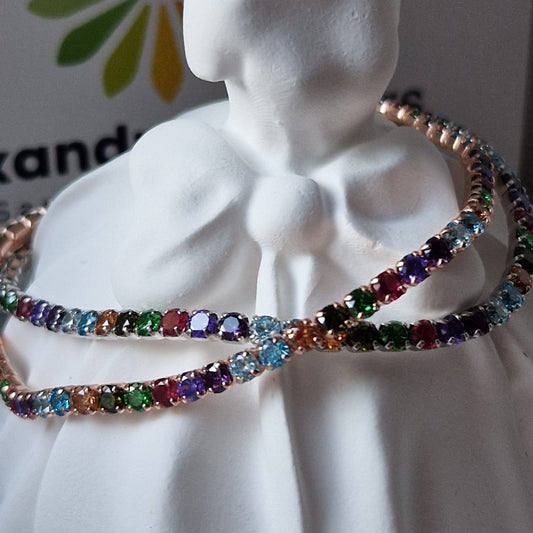 Bracciale Tennis Multicolor Inverno - ESCLUSIVA,in Argento S925