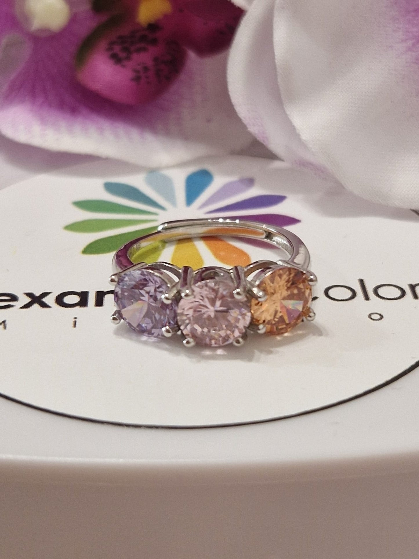 Anello TRILOGY MULTI Color 7mm, Produzione ESCLUSIVA, Argento 925