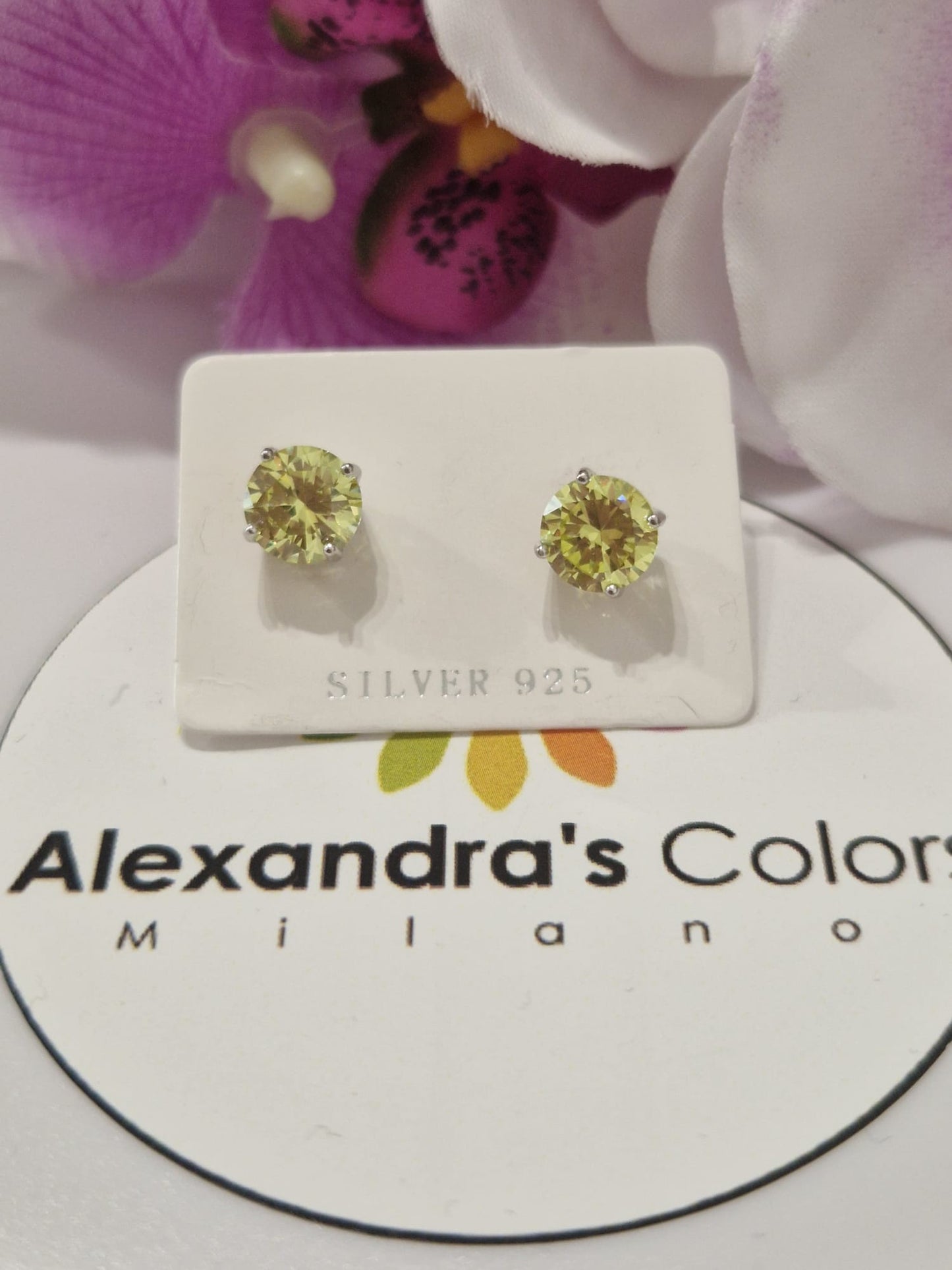 Orecchini Punto Luce COLOR 6mm, Produzione Esclusiva, Argento 925