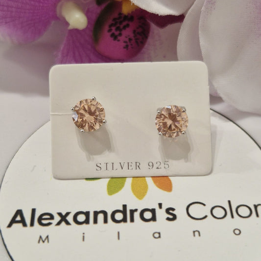 Orecchini Punto Luce COLOR 6mm, Produzione Esclusiva, Argento 925