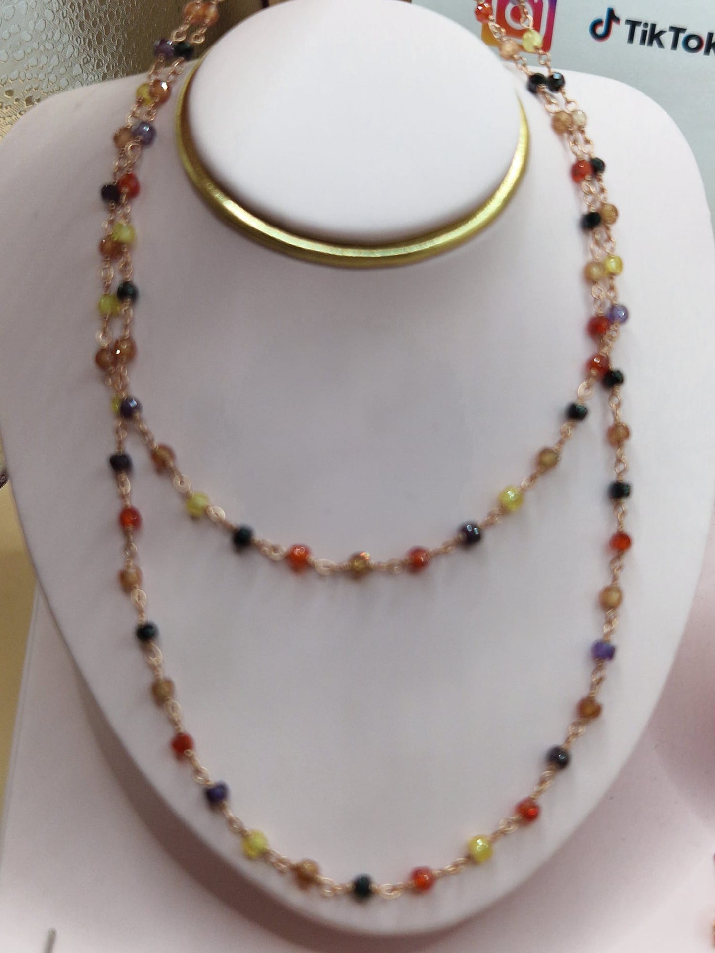 Collana Arlecchino Colori Scuri, Stile Rosario, Argento S925