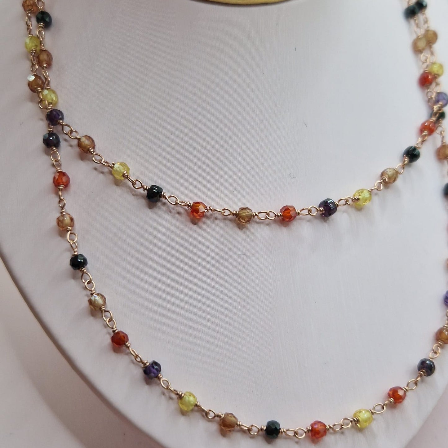 Collana Arlecchino Colori Scuri, Stile Rosario, Argento S925