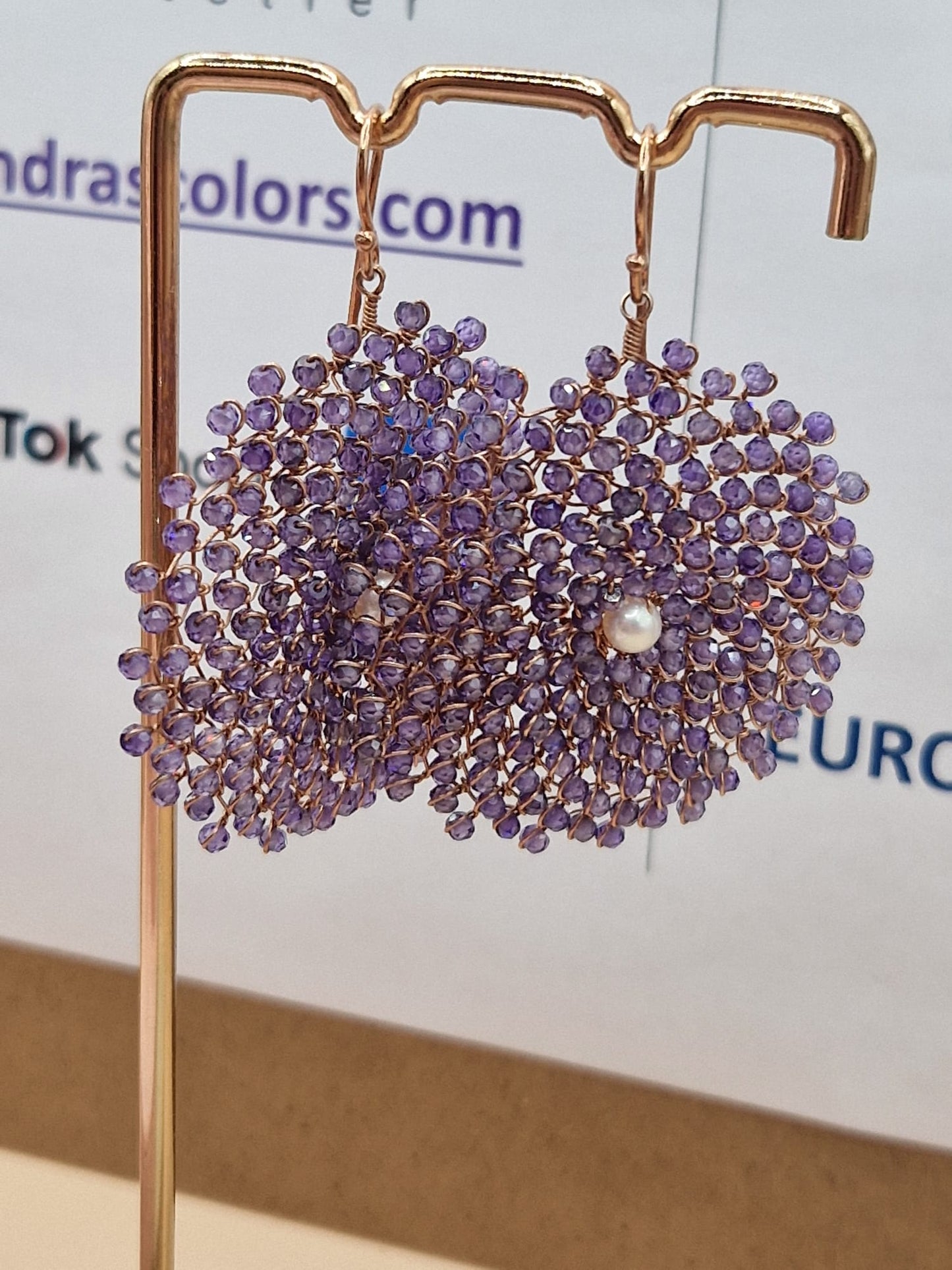 Handmade Earrings in Natural Amethyst, 925 Silver
