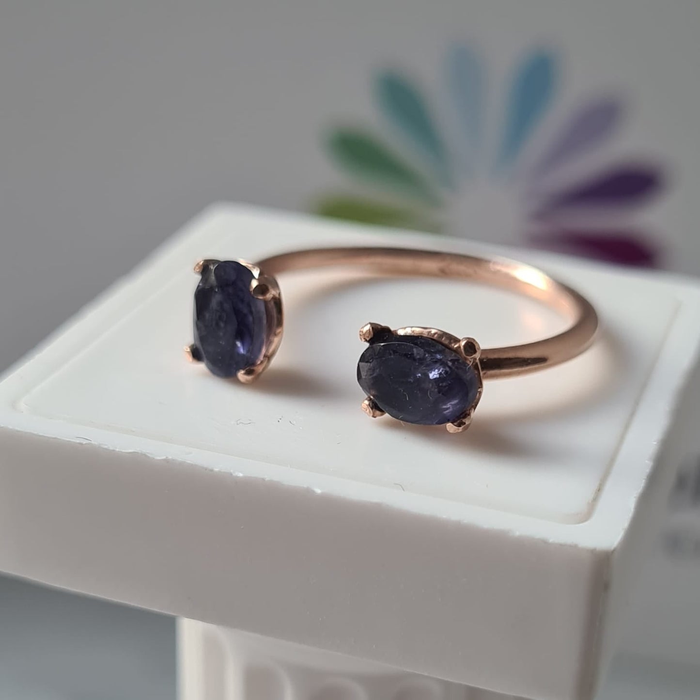 Anello Con Doppia Pietra Preziosa, in Argento 925