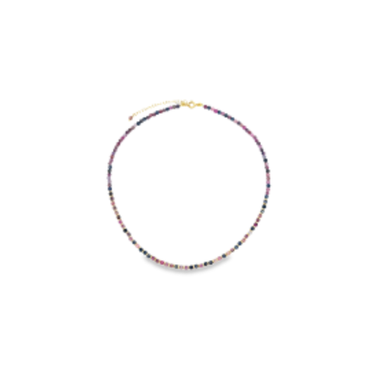 Multicolor Sapphire Necklace in 925 Silver and 18k Gold