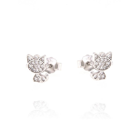 Orecchini Gattino zirconato, Argento s925