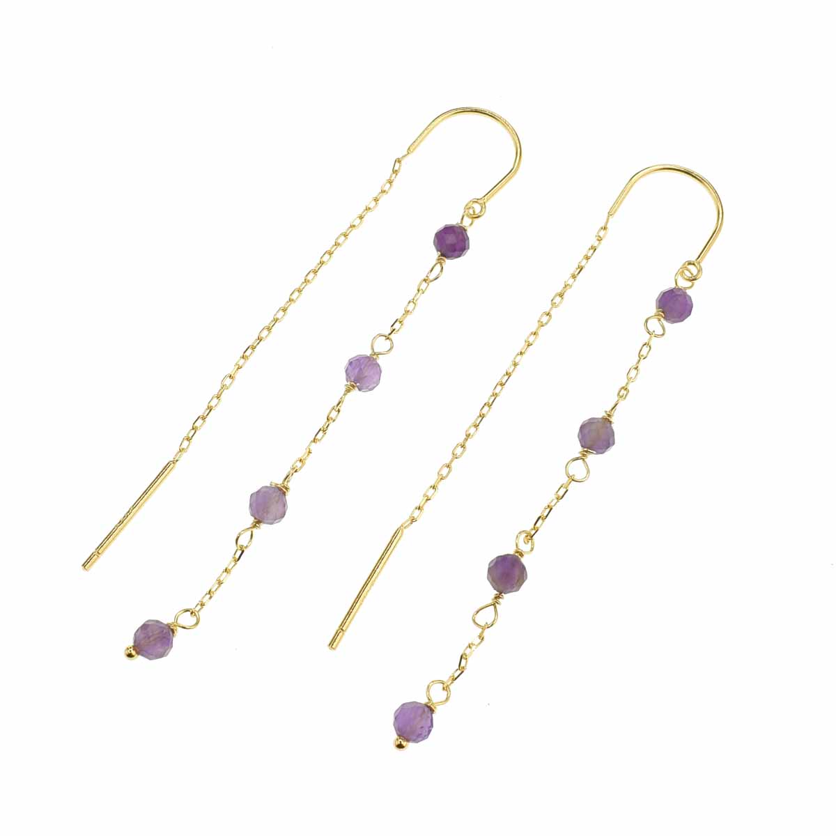 Orecchini Saliscendi con Ametista, Argento S925