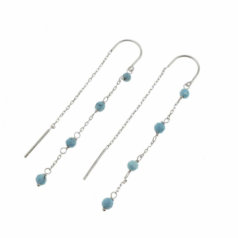 Orecchini pendenti in argento 925 con catena e pietre turchesi.