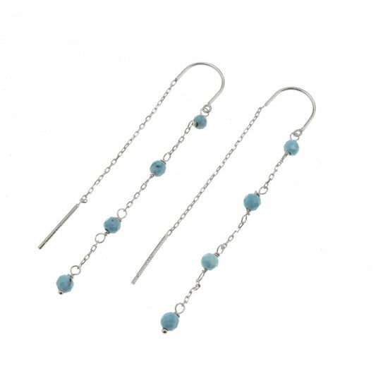 Orecchini pendenti in argento 925 con catena e pietre turchesi.