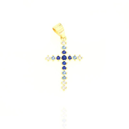Ciondolo Croce Blu Degradè, Argento s925
