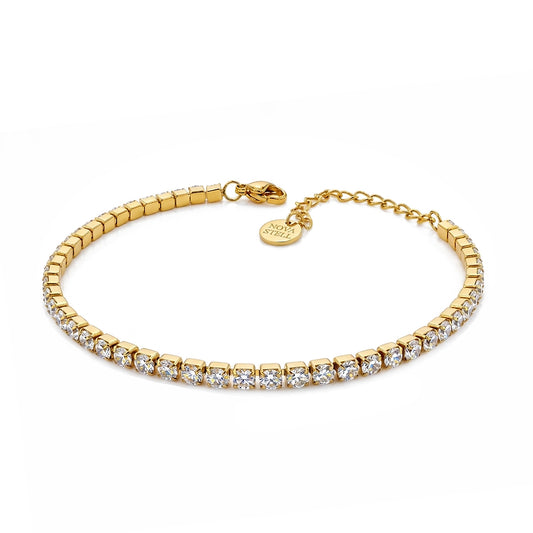 Bracciale Tennis 3mm con Crystal Bianco, mm 3 in ACCIAIO Inox