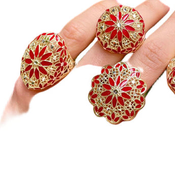 Anelli Fiore, Preziosi , in Filigrana, Argento 925 e Bagno in Oro