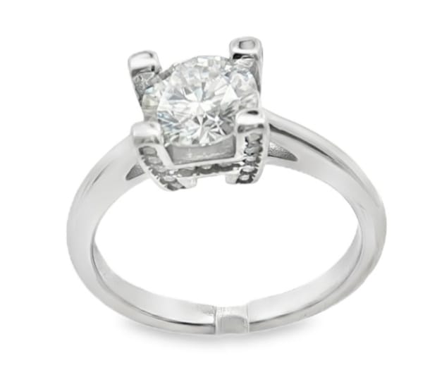 4-Petal Flower Ring, in S925 Silver and Zircons