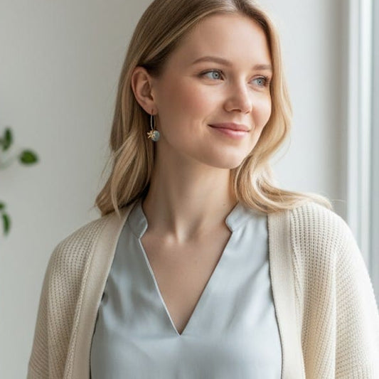 Green and White Hoop Earrings for Women in 925 Silver