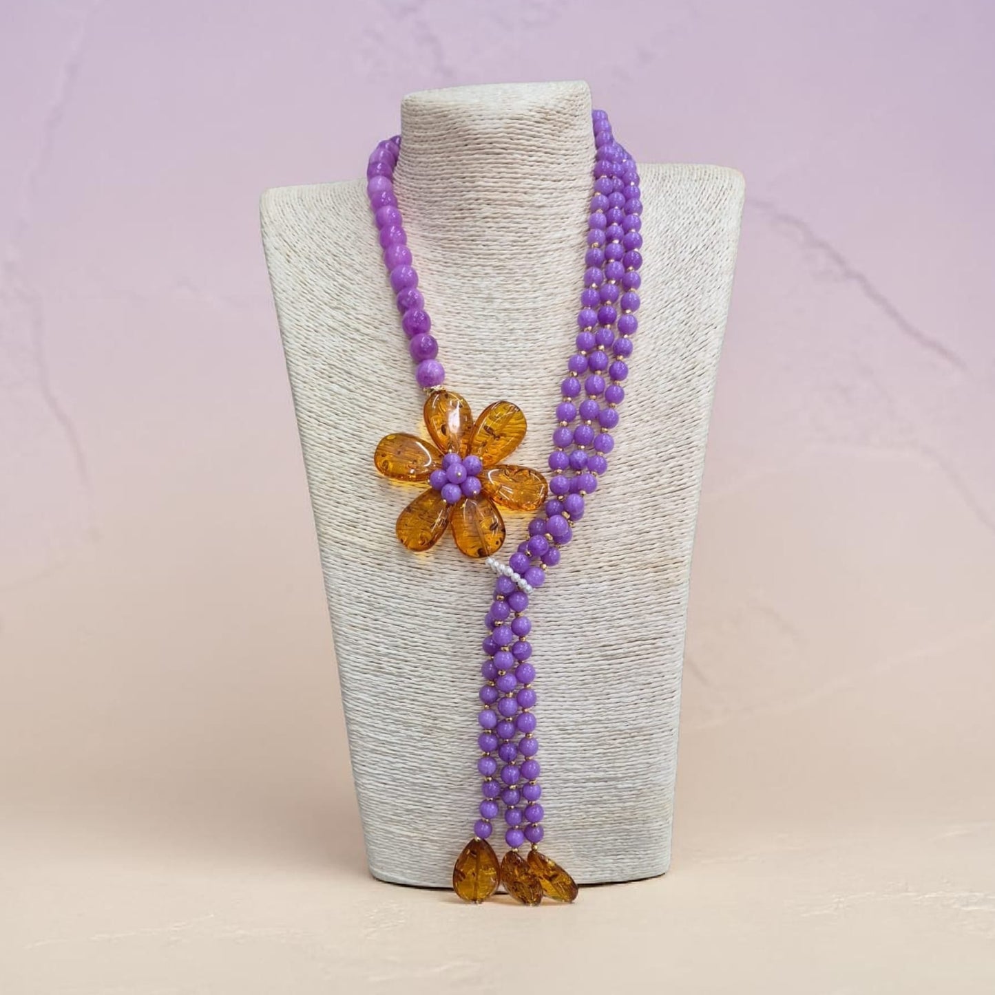 Long Necklace with Multicolor Sapphire Stones, S925 Silver and Gold
