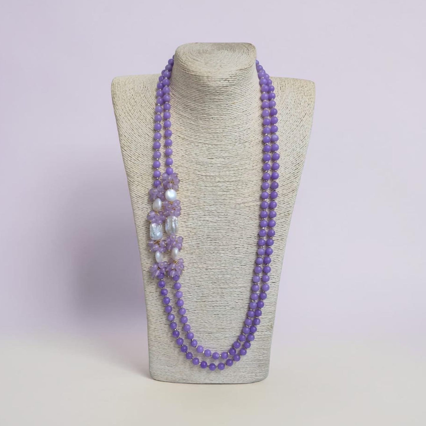 Long Necklace with Multicolor Sapphire Stones, S925 Silver and Gold