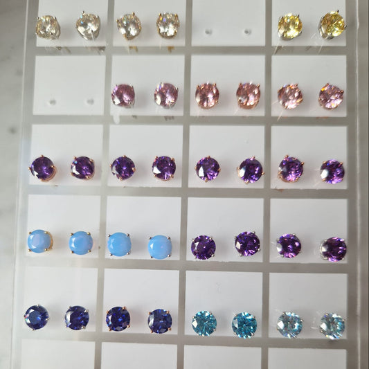 Orecchini Punto Luce COLOR 6mm, Produzione Esclusiva, Argento 925