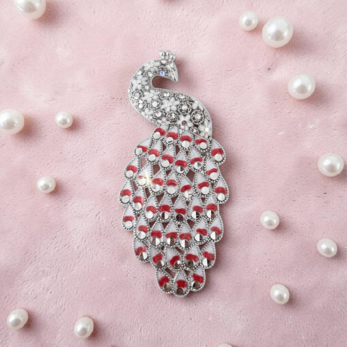 Spilla Pavone Reale in Filigrana Preziosa, Argento s925