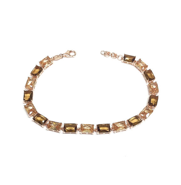 Champagne Rectangle Tennis Bracelet, in S925 Silver